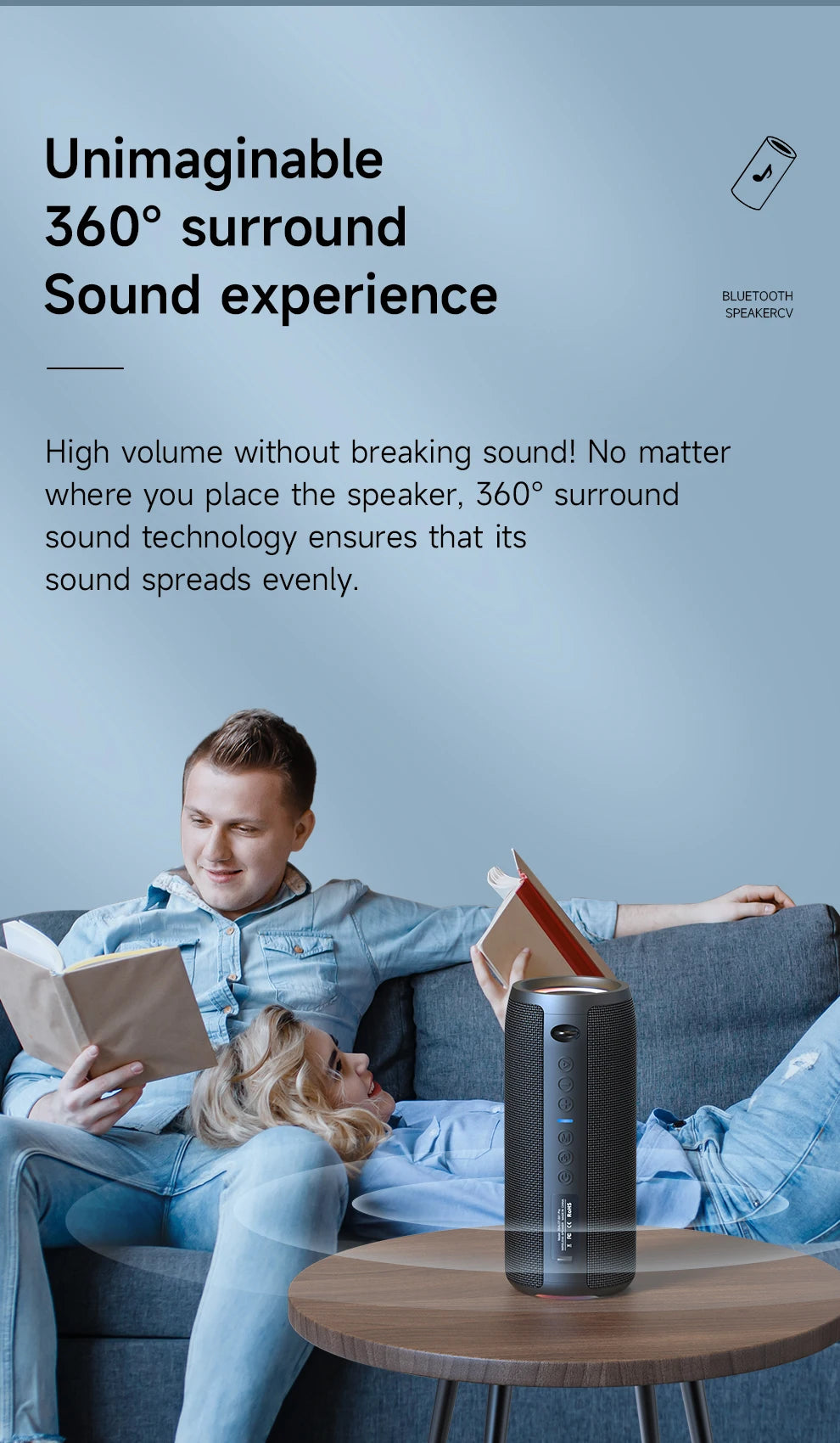 40W High-power Bluetooth Speaker 3D Stereo Bass Bluetooth Speaker Portable IPX5 Waterproof Suitable TWS Boom Box