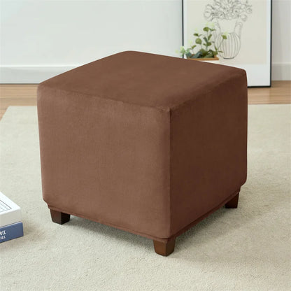 1PC Stretch Square Ottoman Stool Covers Super Soft Velvet stool Cover Elastic All-inclusive Footrest Slipcovers for Living Room