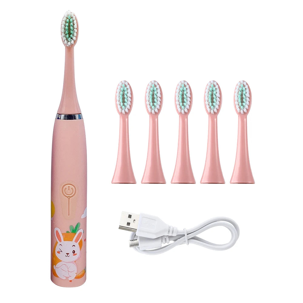For  Electric Toothbrush Cartoon Pattern with Replace The Toothbrush Head Ultrasonic Electric Toothbrush