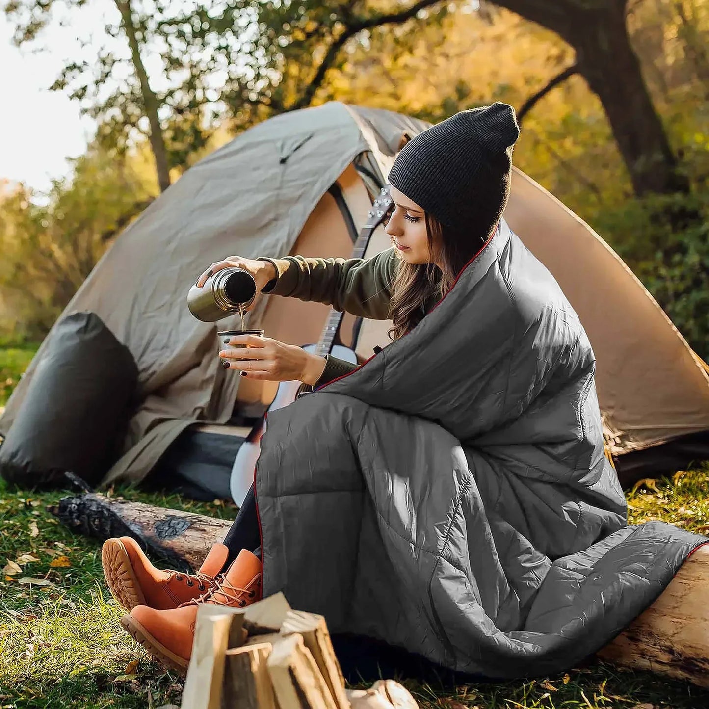 Stay Dry and Comfy Travel Blanket Anywhere Outdoor Camping Windproof for Cold Weather Lightweight Waterproof Wearable Blanket