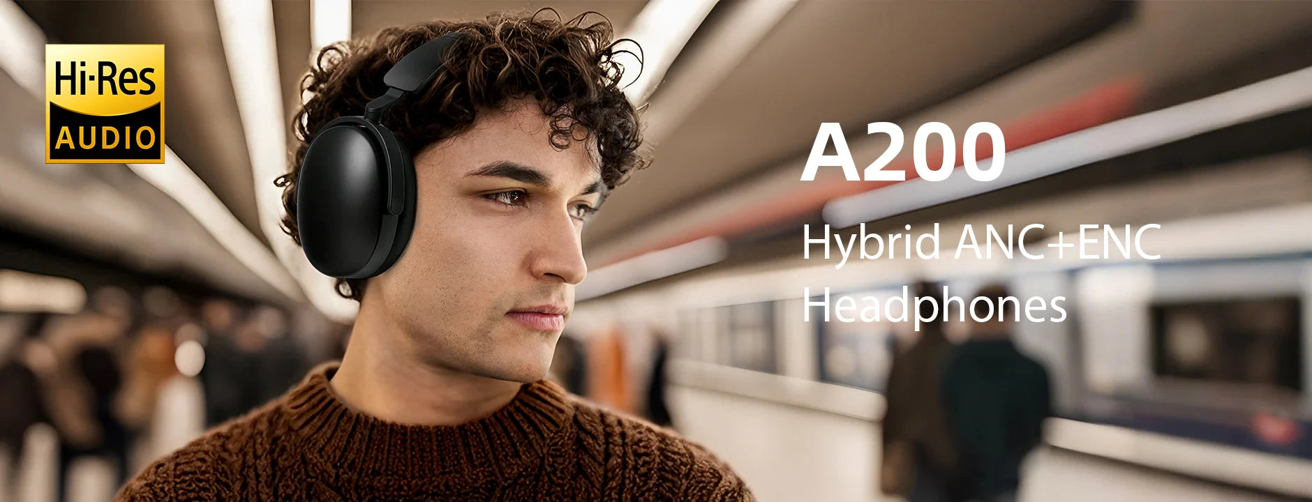 SuperEQ A200 ANC Wireless Bluetooth 5.4 Headphones Active Noise Canceling Over Ear Headset With ENC Mic Hi-Res Audio APP