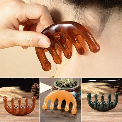 Body Meridian Massage Comb Head Face Scalp Gua Sha Massager Facial Resin Wide Tooth Guasha Scraping Therapy Blood Body Massage