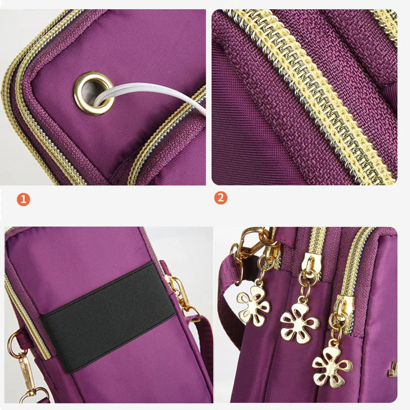 Mobile Phone Bag Running Wrist Bag Multi-Layer Shoulder Crossbody Bag Design Luxury Wallet With Headphone Pouch