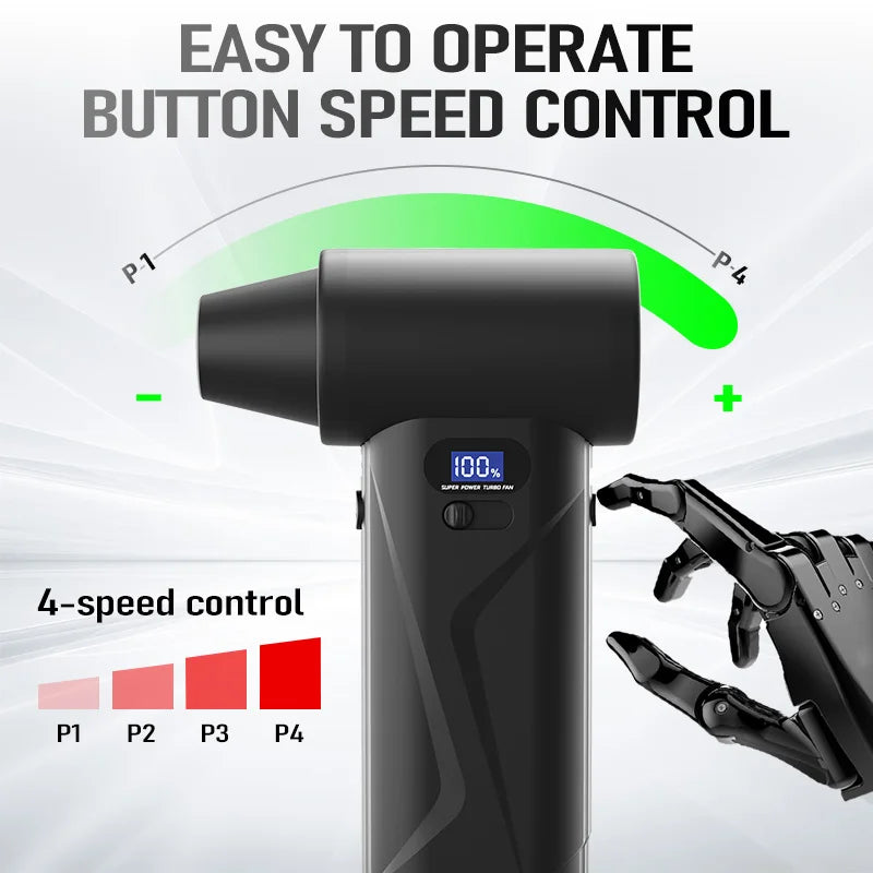 Portable Air Blower High Speed Brushless Turbo Jet Blower With Led Lighting For Keyboard Pc Car Interior Pet Hair Everyday Clean