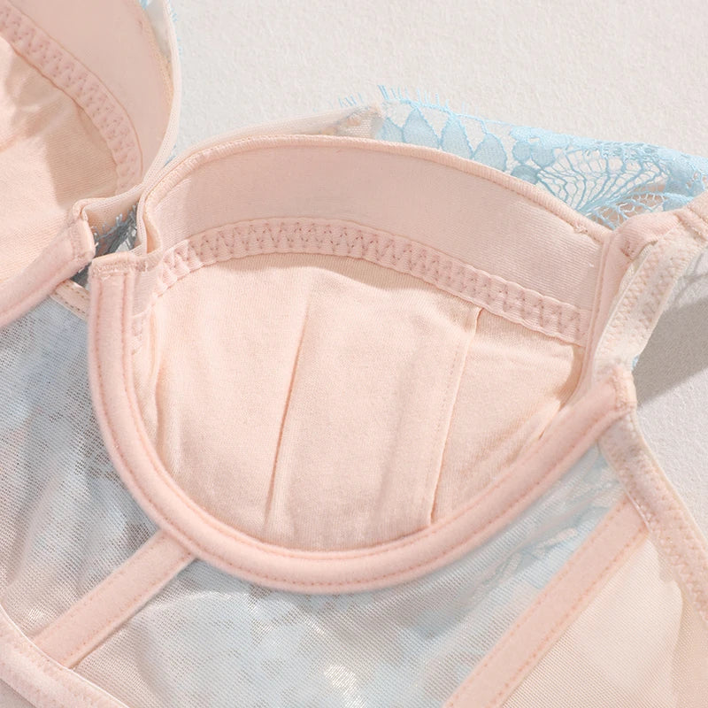 Womens Lace Embroidered Minimizer Underwire Bra