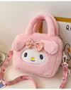 Sanrio Cartoon Plush Shoulder Bags Hello Kitty Kuromi Melody Cute Crossbody Bag Anime Children Handbag