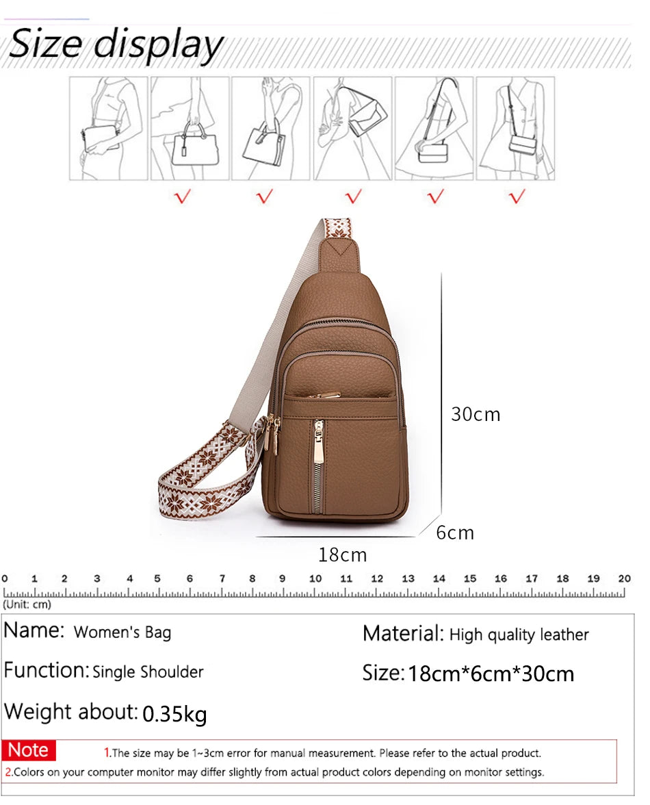 Women Chest Bags High Quality Leather Female Cross body Bag Designer Brand Shoulder Bags Luxury Storage