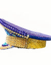 Ramadan Festival Captain Hat Moon Blue Gold Rivet Unisex Adult Military Cap Rhinestone Hen Do Hat Steampunk Masquerade Party