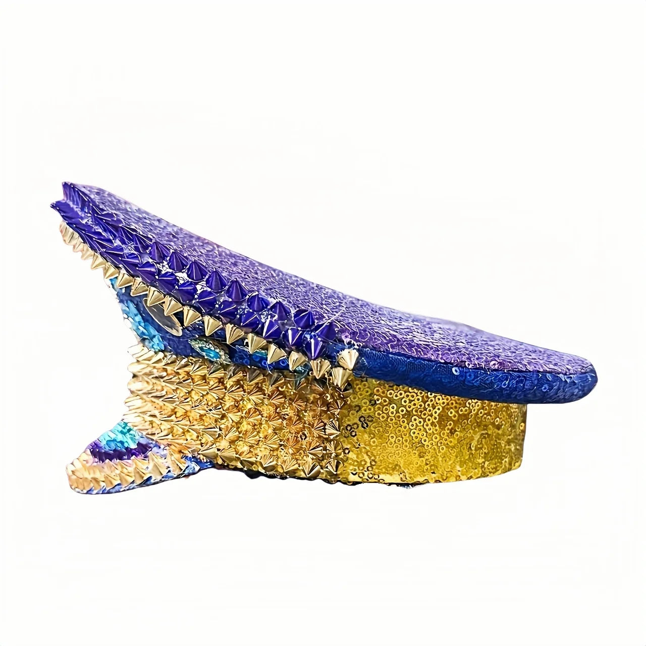 Ramadan Festival Captain Hat Moon Blue Gold Rivet Unisex Adult Military Cap Rhinestone Hen Do Hat Steampunk Masquerade Party