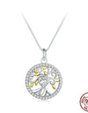 925 Sterling Silver 18K Gold Tree of Life Necklace Pendant Women Heart CZ Charming Necklaces