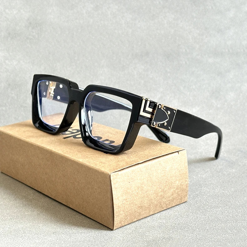 Retro Millionaire Square Sunglasses With UV400 Protection