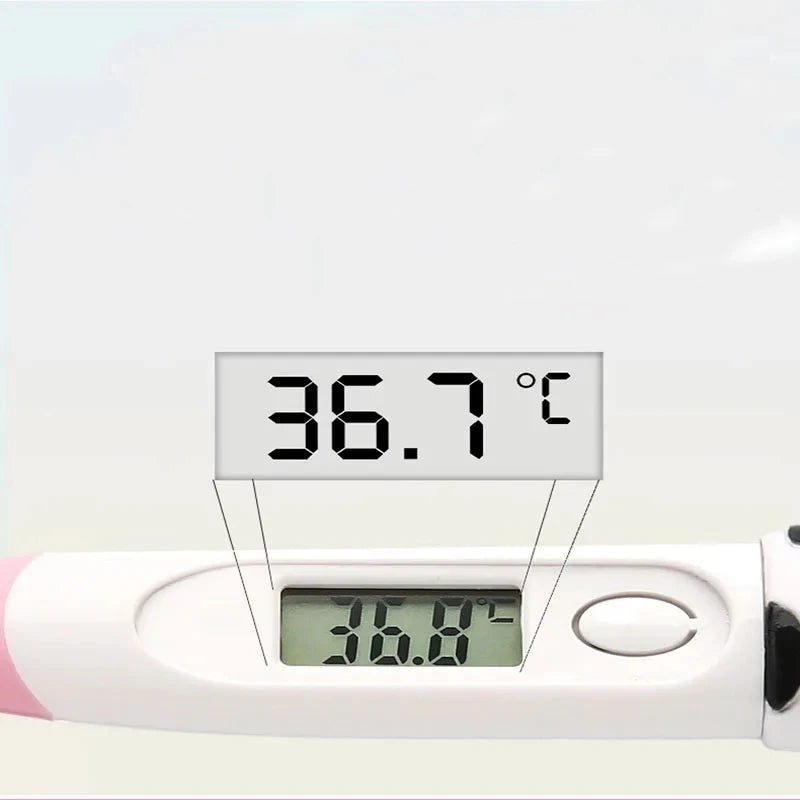 1pc  Cartoon Digital Thermometer Oral Armpit Flexible Tip Waterproof Cute Design Frog Cow Rabbit Bear Duck Rabbit Panda Cow