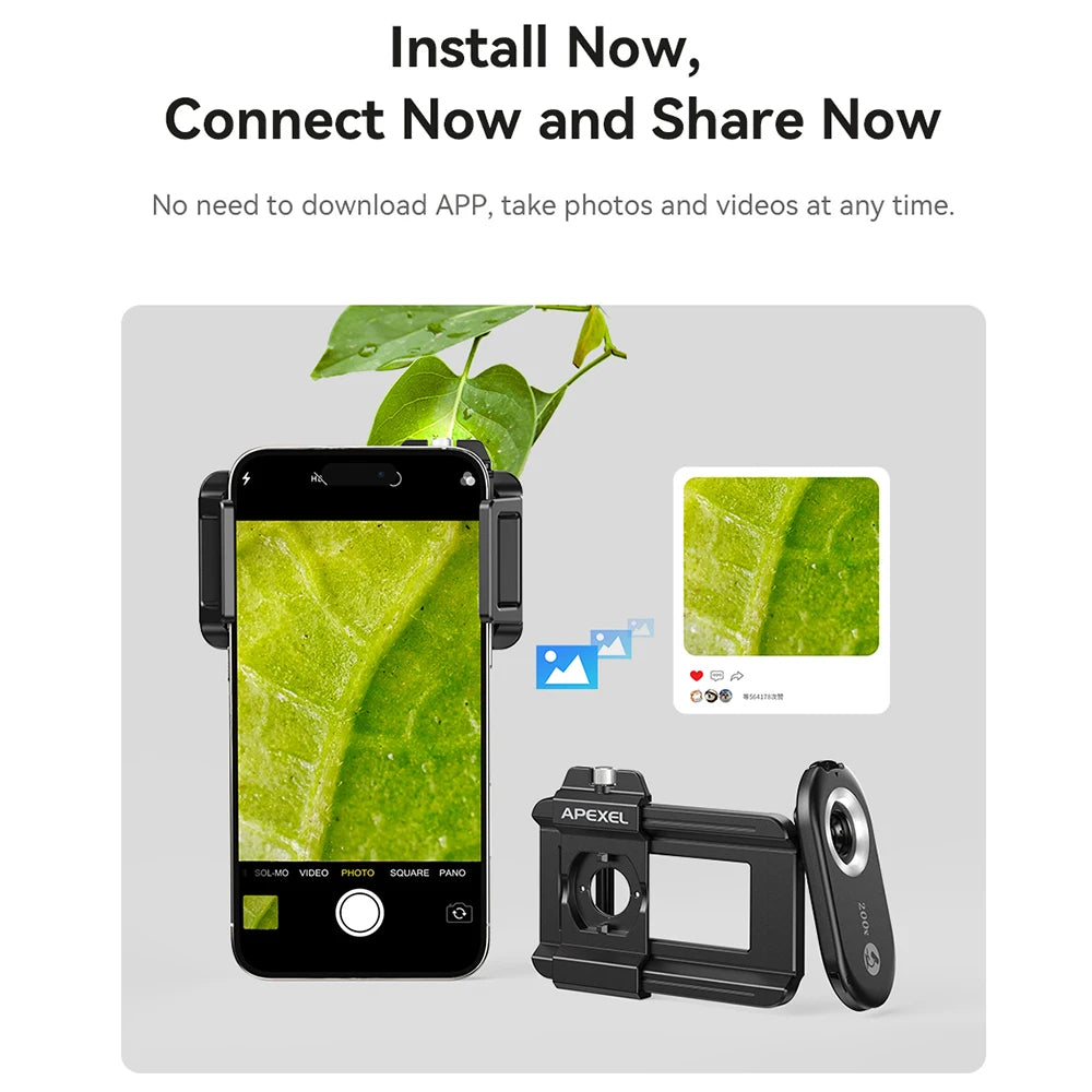 200X Smartphone Microscope Lens with LED Light