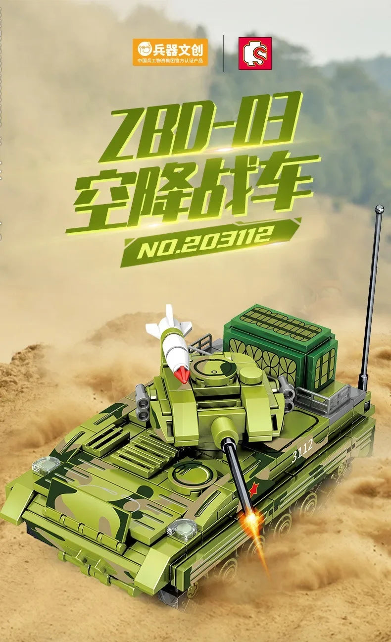 Blocks Chinese military tank chariot Model action figure social games s toys boy birthday gift room decoration ornament