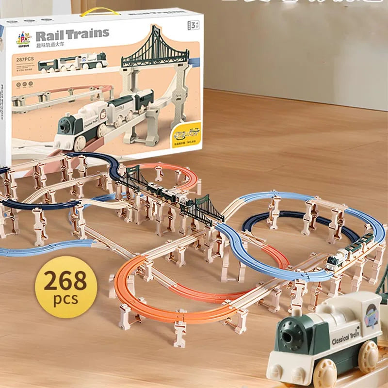 Electric Christmas Track Toy Set DIY Toys Puzzle Assembled Railway Track Building Block Track Toy for  Christma Gift
