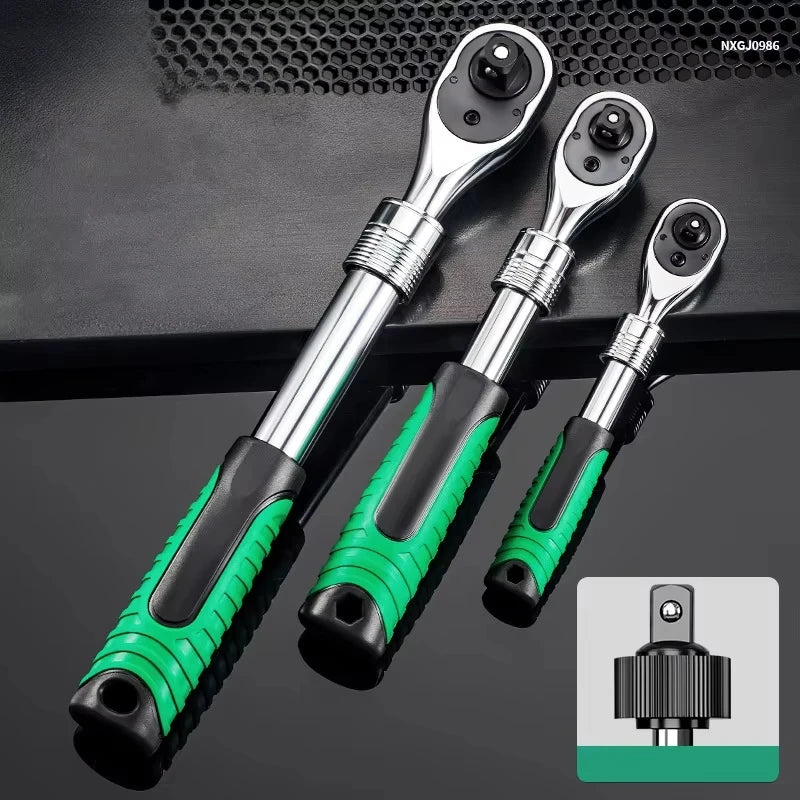 Telescopic Socket Ratchet Wrench for Automotive Repair Adjustable Head Ratchet Set 72 Tooth Quick Release Wrench Manual Tool