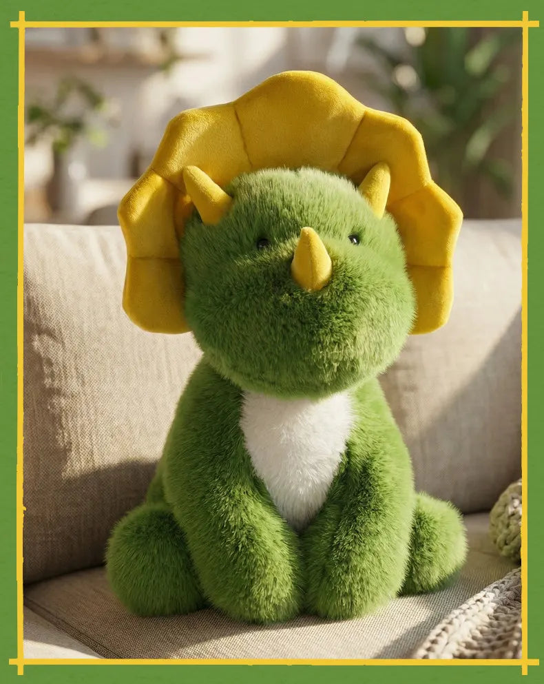 Green Triceratops Dinosaur Plush Stuffed Animal Pillow