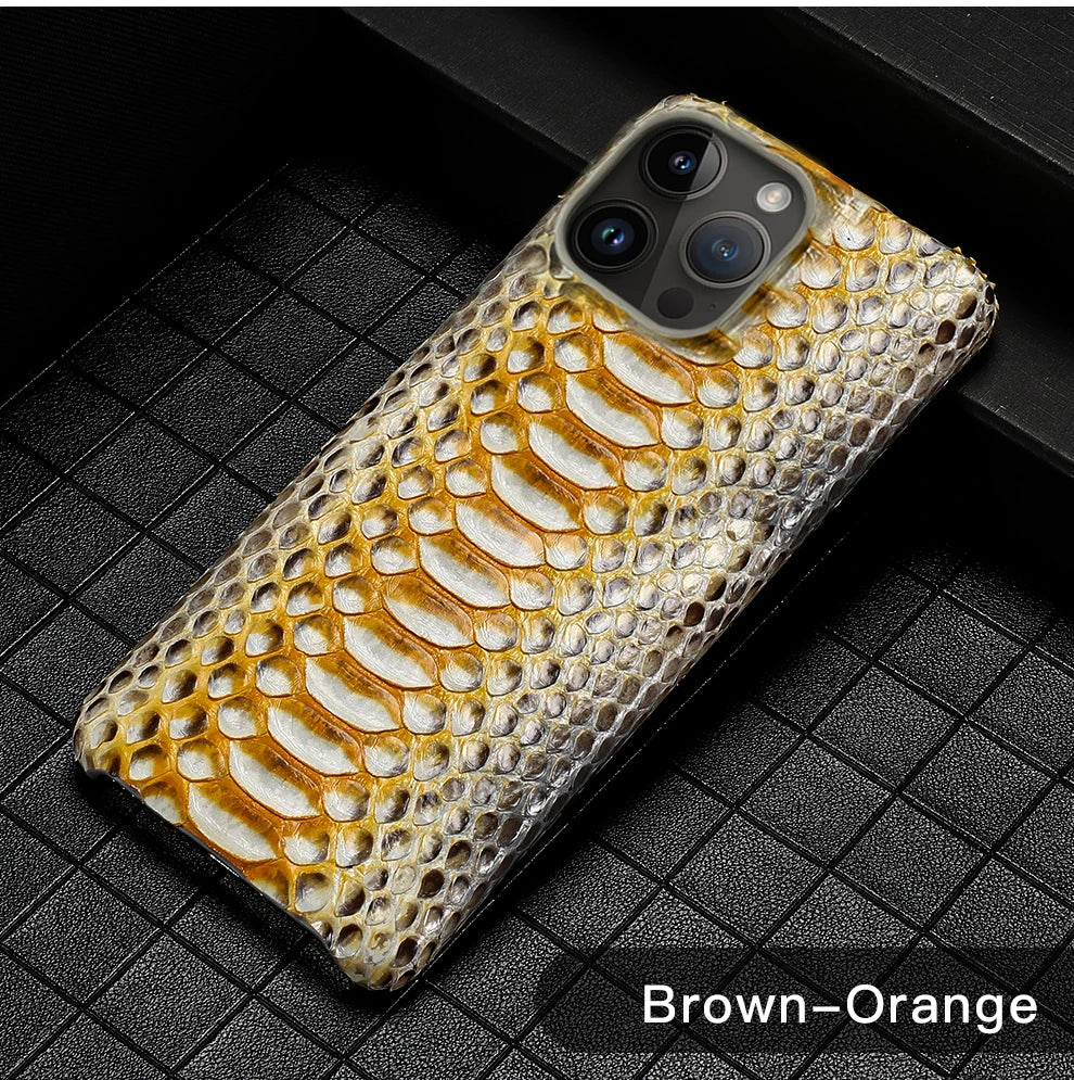 100% Genuine Python Leather Phone Cover Case For iPhone 16 15 14 Pro Max Plus 15Pro 14Pro 16Pro 16Plus Max Luxury