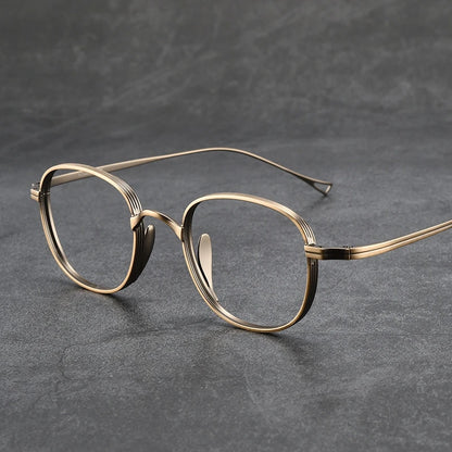 Fashion Personality Luxury Eyewear Titanium Alloy Retro Round Optical Prescription Eyeglasses Frames for Men and Women