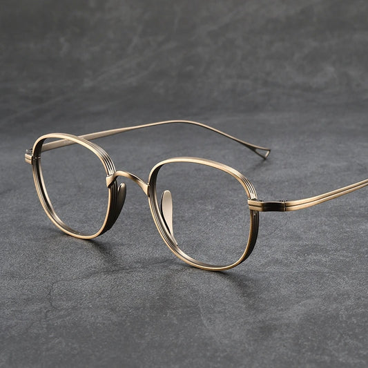Fashion Personality Luxury Eyewear Titanium Alloy Retro Round Optical Prescription Eyeglasses Frames for Men and Women
