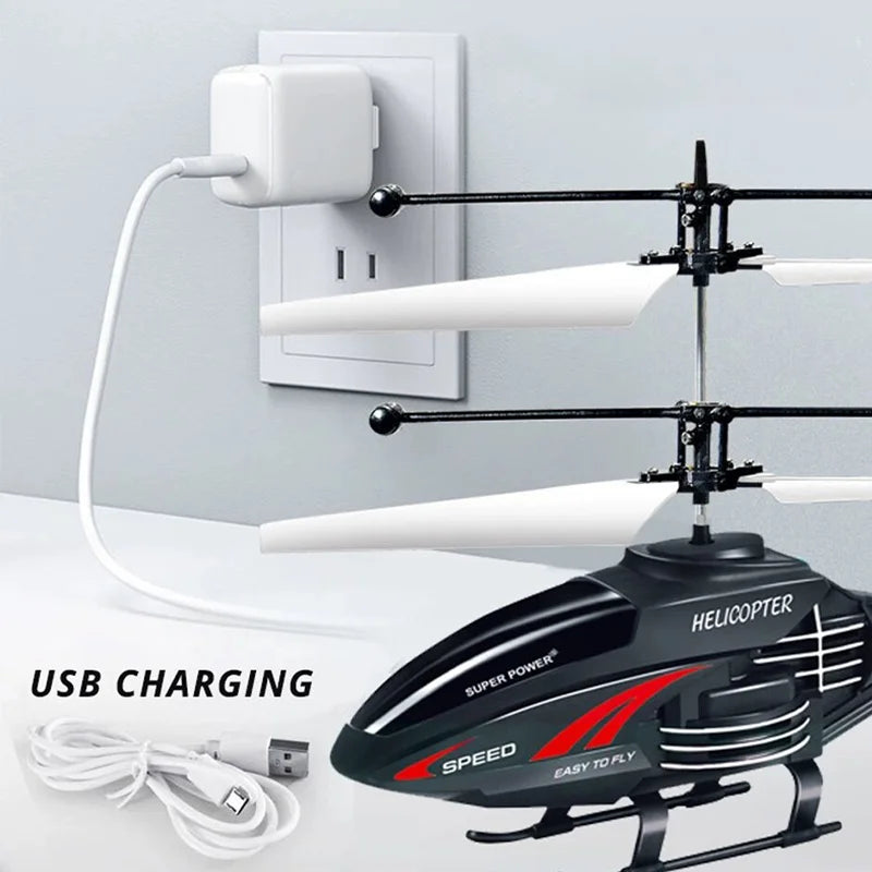 2 Channel Gesture Control Suspension Helicopter RC Remote Induction Aircraft With Charging LED Light Toy for Boys
