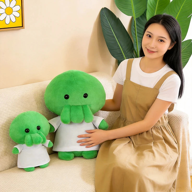Cute Green Octopus Plush Toy With White Shirt