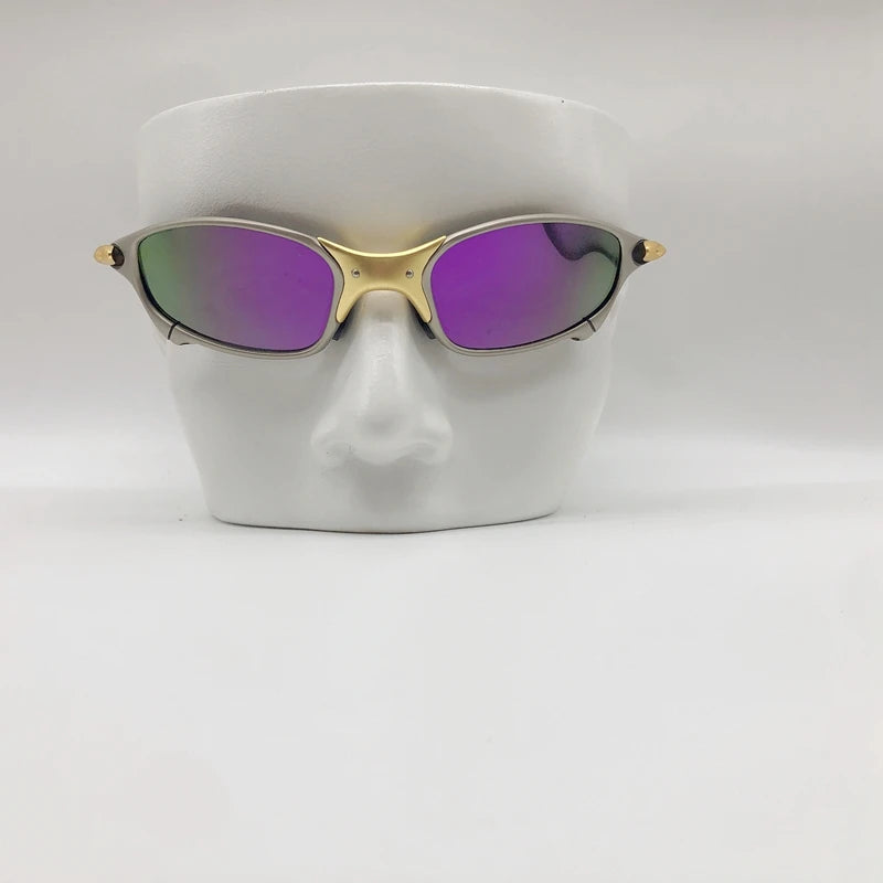 Polarized UV400 MTB Bike Cycling Sunglasses – Silver Metal Frame Riding Fishing Eyewear