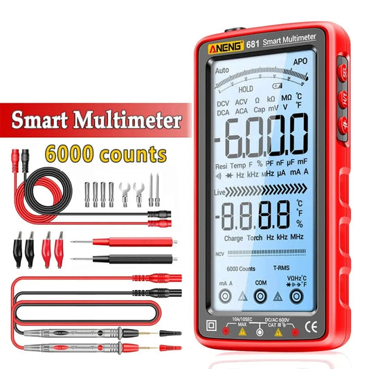 Rechargeable Digital Professional Multimeter Non-contact Voltage Tester AC/DC Voltage Meter LCD Screen Current Tester