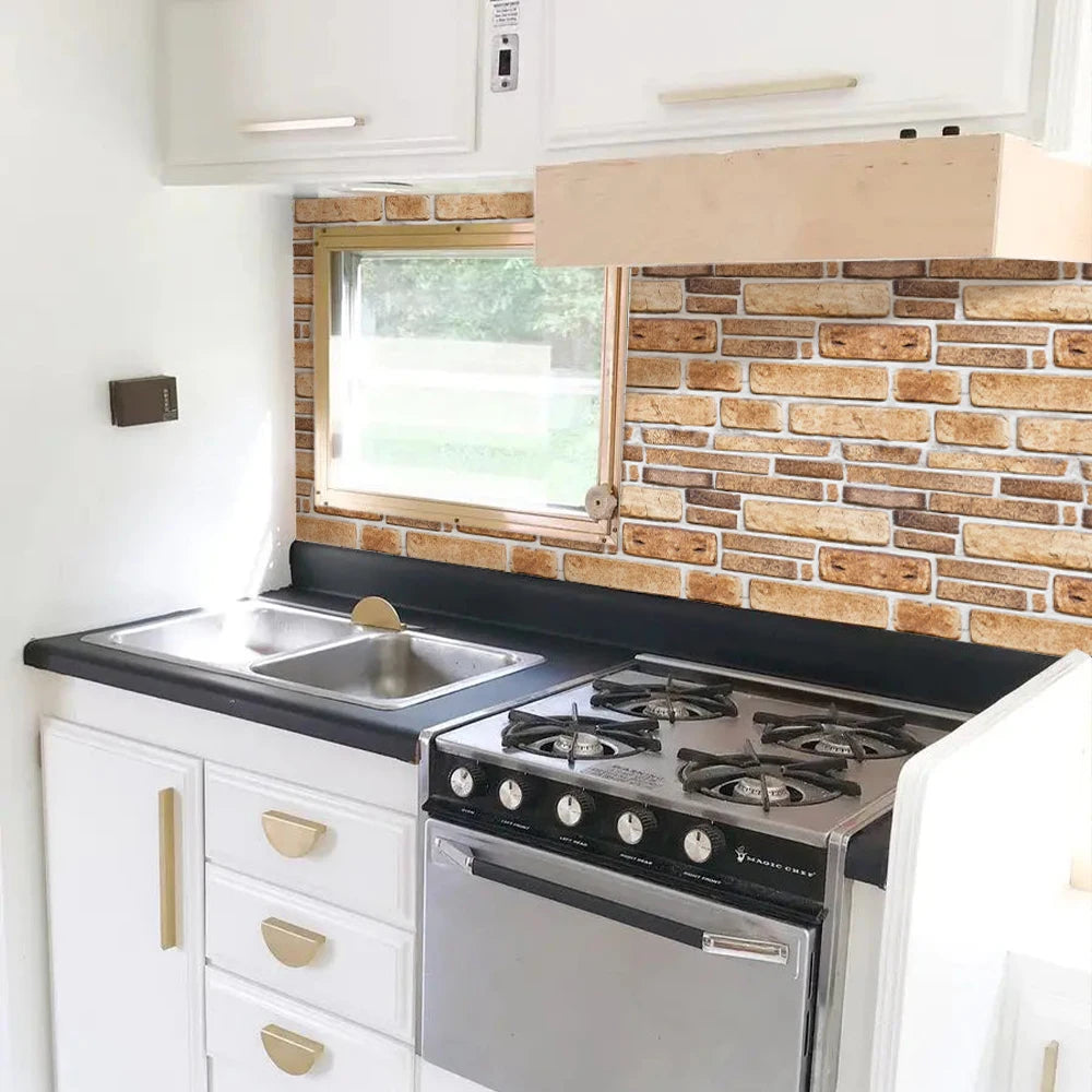 10pcs 3D Faux Stone Peel and Stick Wall Panel Self Adhesive Kitchen Tile Backsplash 3D Wall Sticker Tile Sticker 30cm x 30 cm