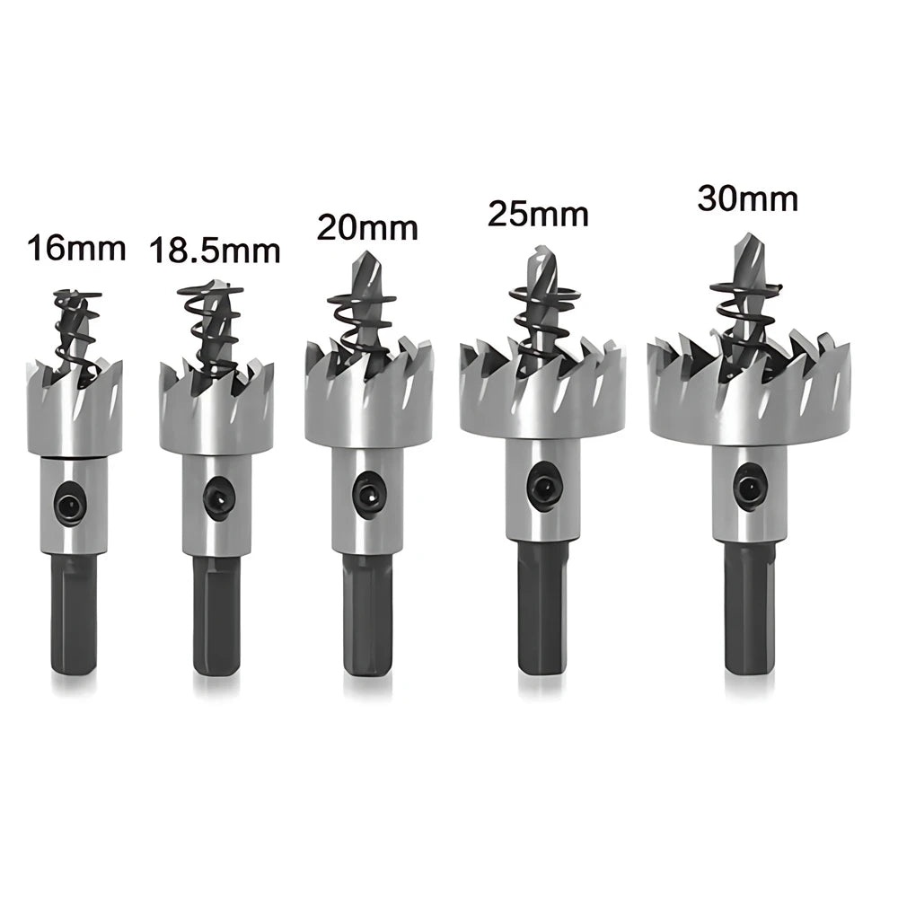 5PCS Carbide Tip HSS Drill Bit Hole Saw Set for Stainless Steel Cutting Metal Alloy 16/18.5/20/25/30mm Woodworking Tools