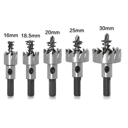 5PCS Carbide Tip HSS Drill Bit Hole Saw Set for Stainless Steel Cutting Metal Alloy 16/18.5/20/25/30mm Woodworking Tools