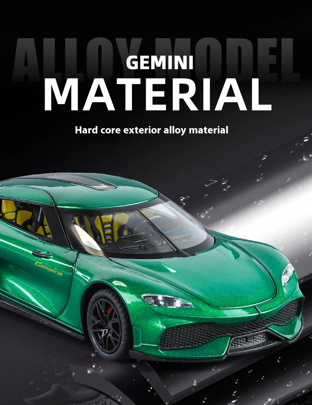 1:24 Gemera GT Sports Car Alloy Diecast Metal Model Sound Light Pull Back Toy Boys Simulation Car Model Ornament Present