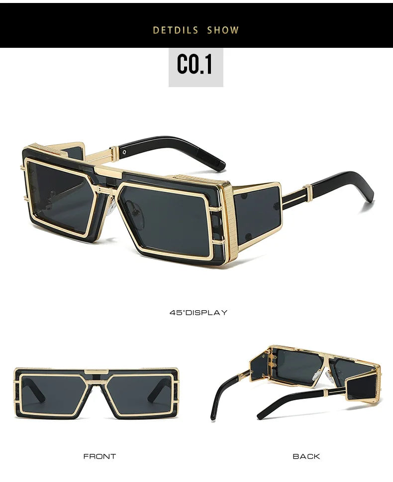 Square Punk Steampunk Sunglasses With UV400 Protection