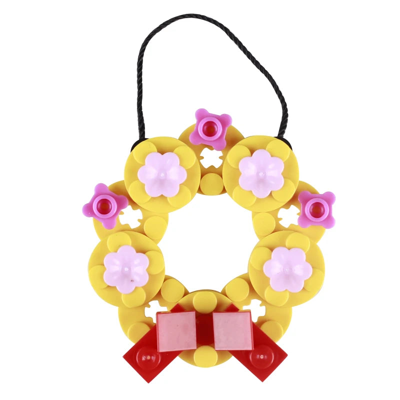 Christmas Village House Building Blocks Sleigh Reindeer Tree Present Car Wreath Fireplace Gingerbread Man Bricks Toys  Gift