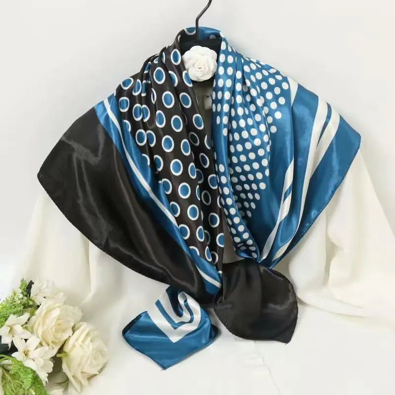 Women Scarf Silk Feeling Hair Neck Square Brand Office bandanna muffler Waiter Flight Attendants Handkerchief Rings wrap