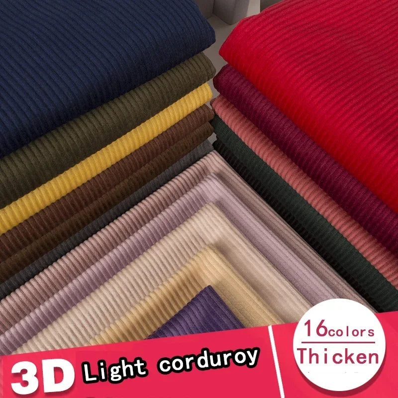 1M/3M Corduroy Fabric 100% Cotton 3D Plush Fabric 8mmThickening Dress Fabric Handmade Sewing Patchwork Clothing Sofa Curtain DIY
