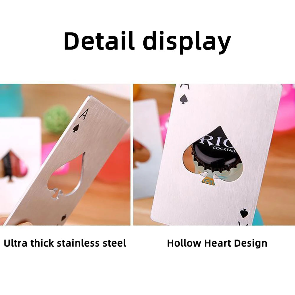 1PCS Beer Bottle Picker Opener Poker Creative Pocket Metal Multifunction Credit Card Bottle Opener Black Peach A Stainless Steel