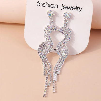 Luxury Crystal Peacock Earrings Big Zircon Statement Earrings Engagement Wedding Party Jewelry