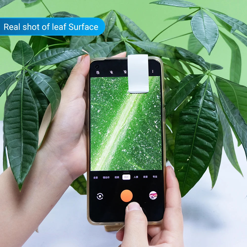 200X Smartphone Microscope Lens with LED Light Universal Clip