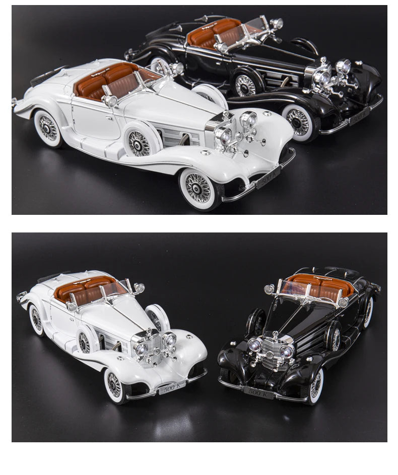 Diecast 1/18 1936 500K Classic Car Alloy Metal Model Sound And Light Toy Collect Display Ornament