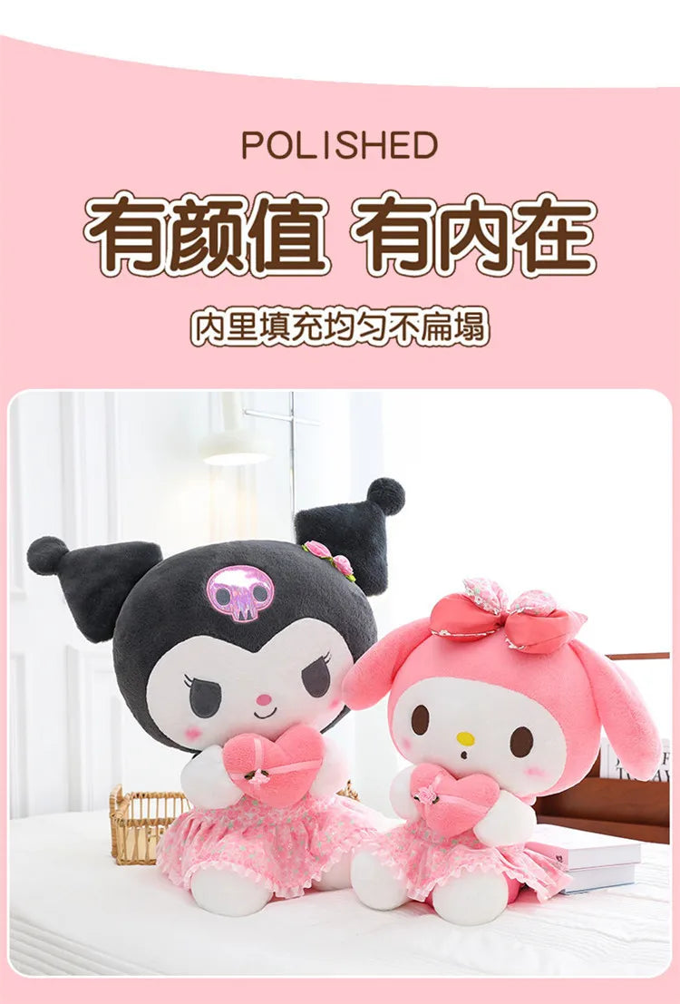 Kawaii Hello Kitty Plush Toy Cute Filled Doll for Kids Birthday Gift Lovely My Melody Kuromi Floral Stuffed Animal Soft Large