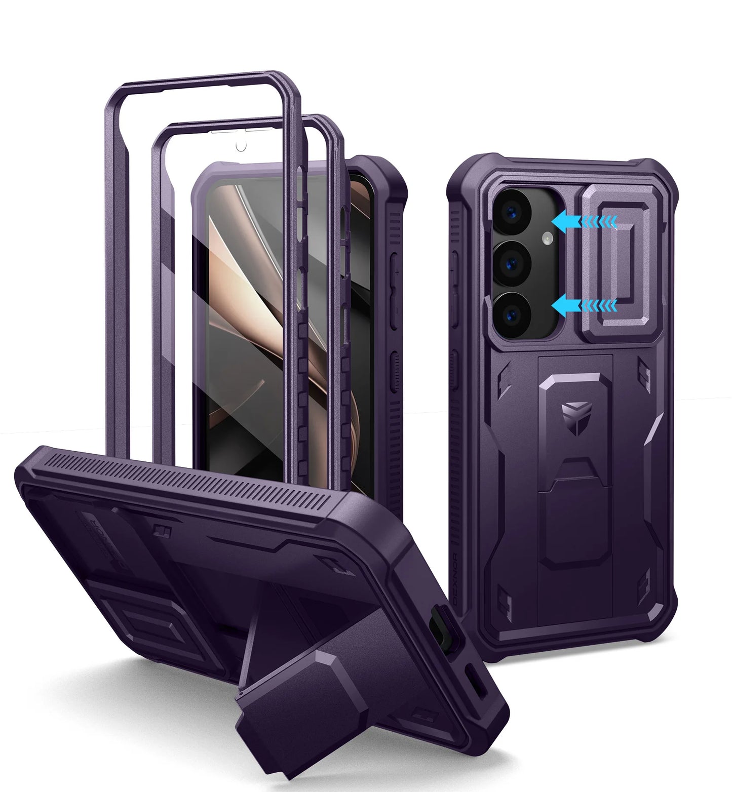 for Samsung Galaxy S25 Case holder Heavy-Duty Shockproof Rugged Case with Built-in Slide Camera Cover & Screen Protector