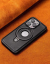 Leather for Magsafe Case For iPhone 16 15 Pro Max 14 Plus 16Pro Luxury Protection Magnetic Ring Holder Back Cover