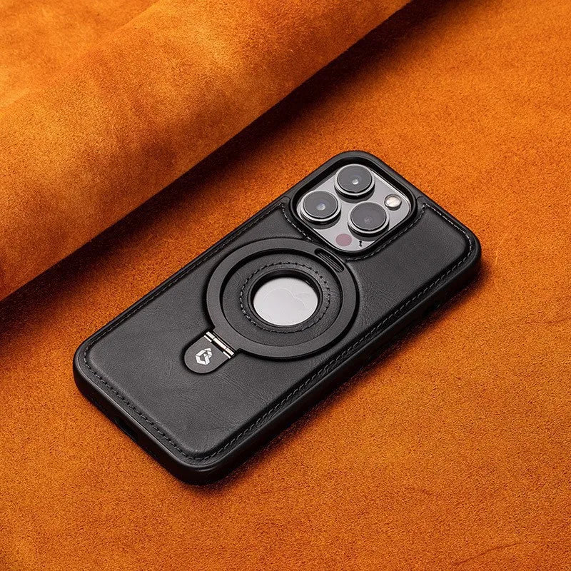 Leather for Magsafe Case For iPhone 16 15 Pro Max 14 Plus 16Pro Luxury Protection Magnetic Ring Holder Back Cover