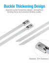 100Pcs 304#Stainless Steel Cable Ties 4.6mm Heavy Duty Self-Locking Cable Zip Tie Multi-Purpose Metal Exhaust Wrap Locking Ties