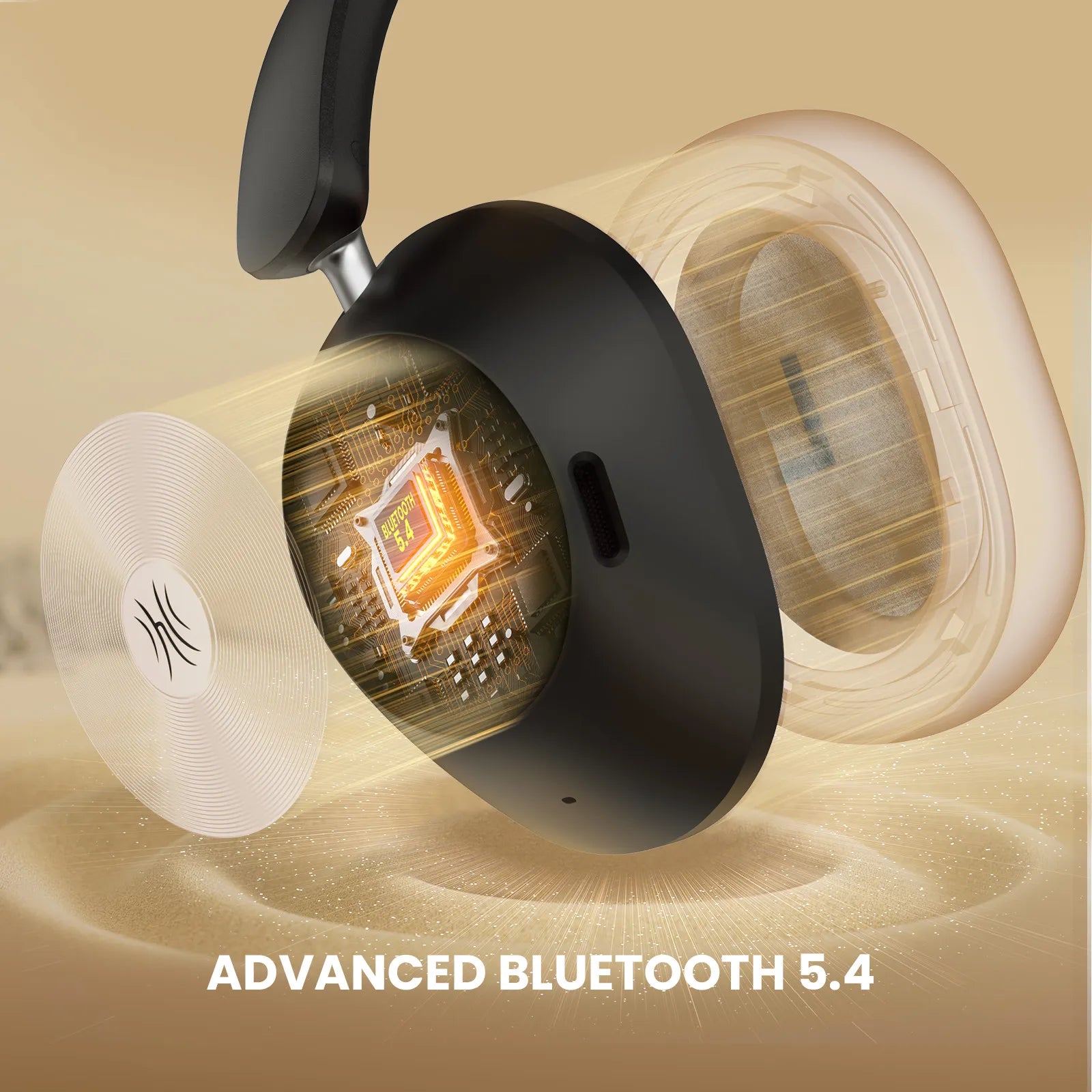 A5 Bluetooth 5.4 Headphones 43dB Hybrid Active Noise Cancelling Over Ear Wireless Headset Hi-Res LDAC Audio With ENC Mic