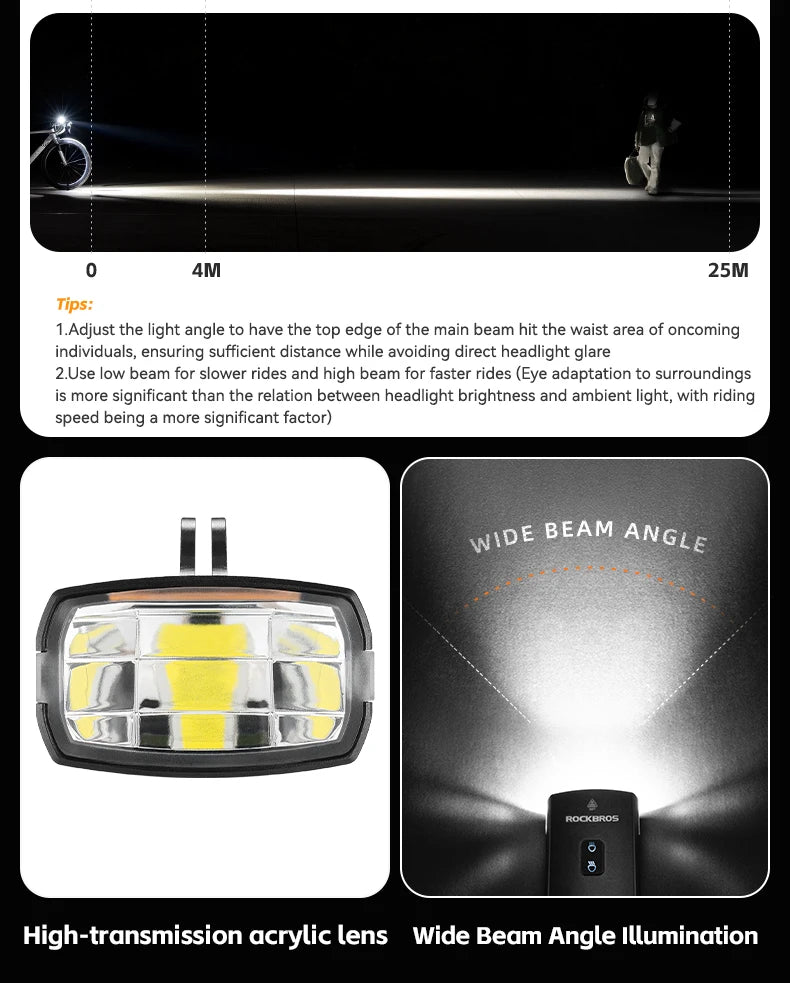 3000LM Bike Light 10000mAH Flashlight High-Low Beam Bicycle Front Light Powerbank Waterproof MTB Road Cycling Headlight