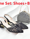 African Wedding Shoes and Bag Set with Rhinestone Italian Design Shoes with Matching Bags Nigerian Lady Party Pumps