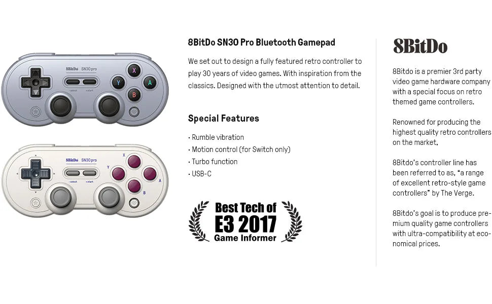 Wireless Bluetooth Gaming Controller with Hall Effect Joysticks for Nintendo Switch and PC