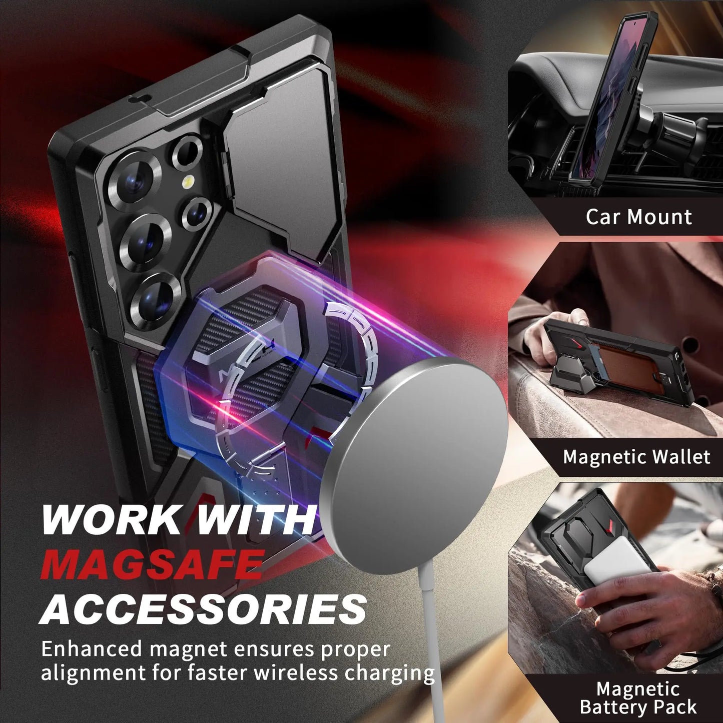 Stand for Samsung Galaxy S25 Ultra Case Compatible with Magsafe 2 Front Frames & Camera Cover Screen Protector